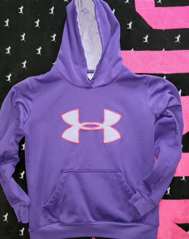 BRIGHT PURPLE UNDER ARMOUR PULLOVER HOODY (XS)
